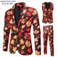 thumbnail image 2 of Traje de Acción de Gracias Para Hombre, Chaqueta Estampada A La Moda, Chaleco Y Pantalones de Traje, Conjunto de Tres Piezas Odeerbi ODB204810, 2 of 9