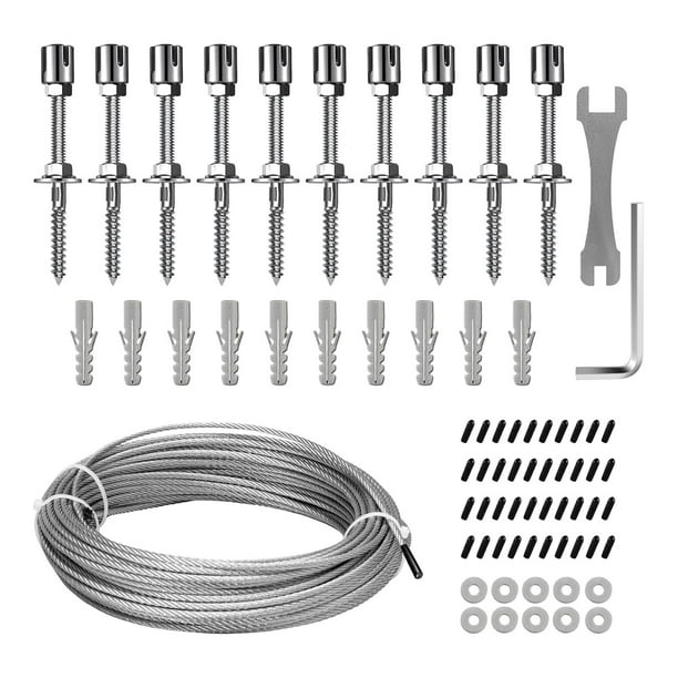 Kit de enrejado de pared verde con tapas de extremo, cerca de jardín, soportes para plantas trepadoras Con cable de 52 pies