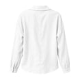 thumbnail image 3 of cocolona Womens Linen Peter Pan Collar Tops Dressy Casual Long Sleeve Button Solid Color Shirts, 3 of 5