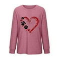 thumbnail image 4 of Trendy Sweatshirts Womens Long Sleeve Crewneck Dog Paws Love Heart Printed Pullover Tee Shirt Fall Winter Tops (XL, Pink), 4 of 4