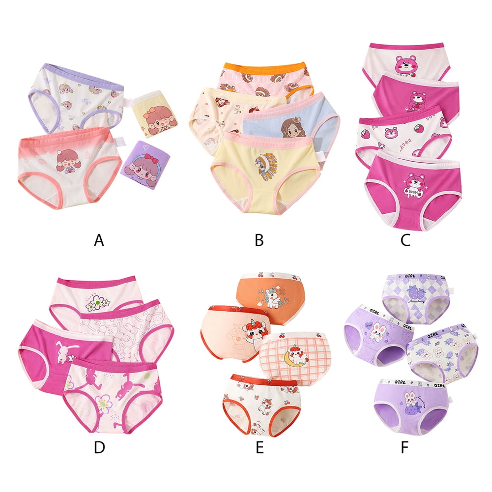 URMAGIC Toddler Little Big Child Girls Cotton Cartoon Floral Panties Briefs  Underwear 6 Pack 