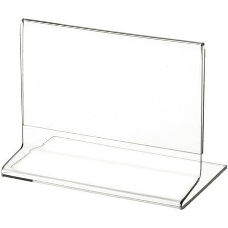 Plymor Clear Acrylic Sign Display / Literature Holder (Side-Load), 5" W x 3" H (2 Pack)