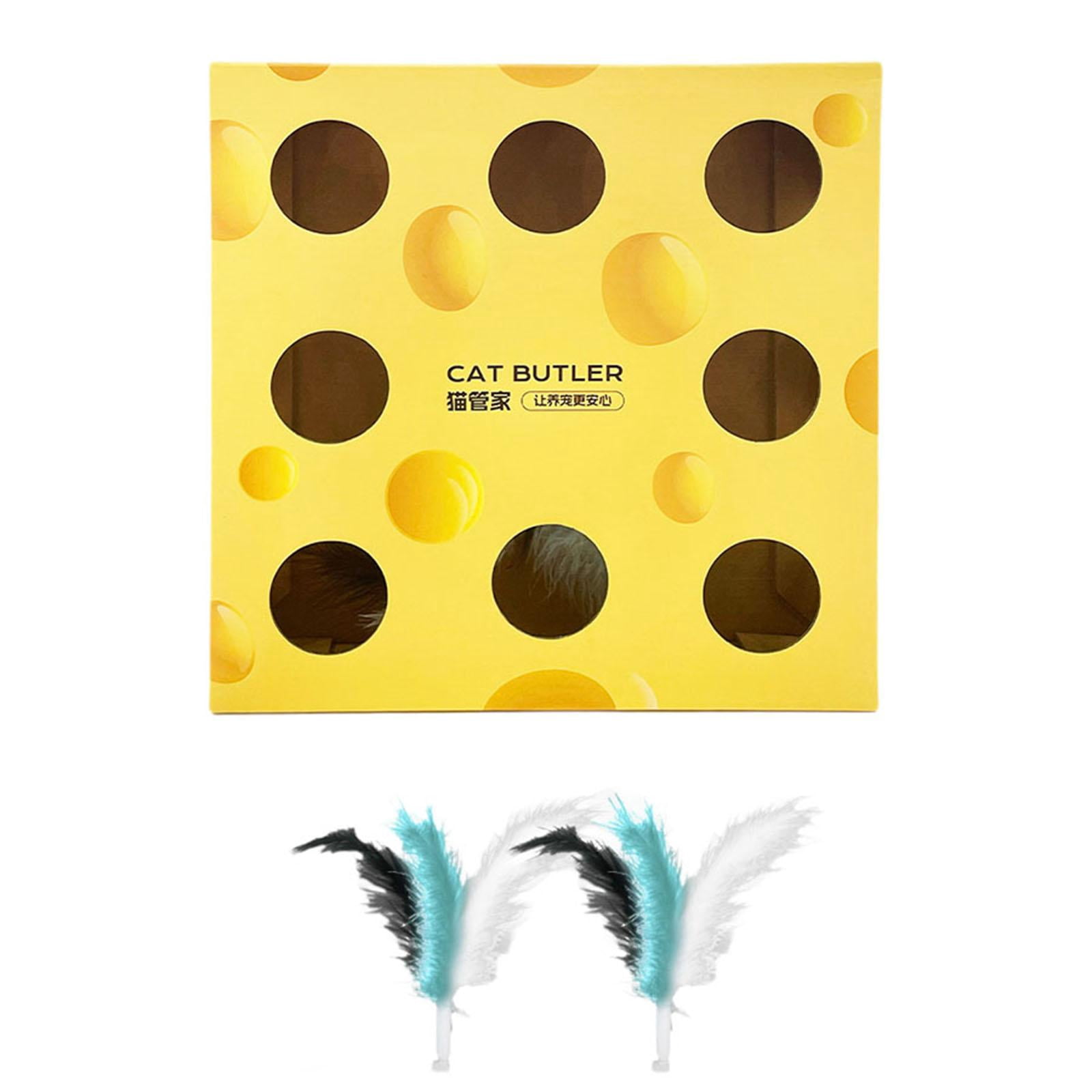 Toysmith Electric Cat Toy Whack A Mouse Cat Toy Feather Toy for Small Medium Cats Cats Cheese Box Feathers