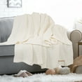 thumbnail image 2 of PiccoCasa Cotton Waffle Weave Blanket 47"x70" Throw Blanket for All Season, Beige, 2 of 6