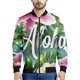 thumbnail image 3 of Chaqueta con estampado de flores coloridas hawaianas para hombre, sudaderas con estampado 3D de plantas tropicales, abrigos de manga larga con cremallera estilo bombardero callejero, 3 of 5
