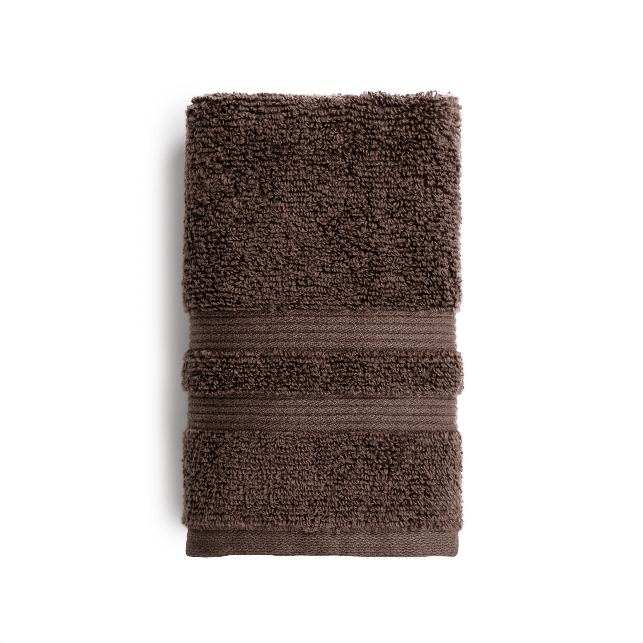 (2 pack) Mainstays Performance Hand Towel, 16 in x 26 in, Quick-Dry, Fade Resistant, Brown, 1 Count