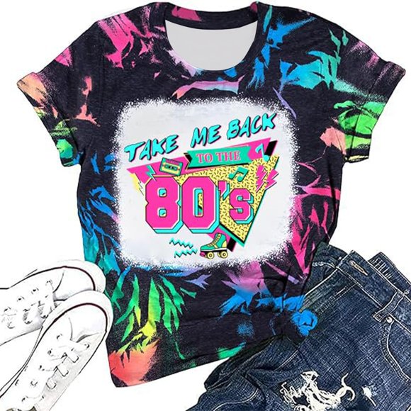 JIRNDf Tshirt For Women Tops Trendy Summer 90S I The 90 Girls Themed Outfit Party Cute Graphic Tees For Women Shirts Multicolour L
