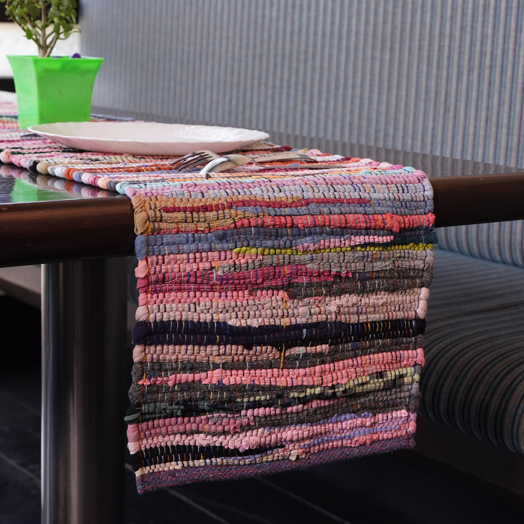 HOMEMONDE Multi Colorful Boho Rag Table Runners Christmas Holiday