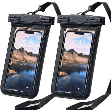 2 Pcs Waterproof Phone Pouch, 8 inches IPX8 Waterproof for iPhone 14 13 12 11 Pro Max Xs Plus Samsung Galaxy Case Friendlyu2026 (Black)