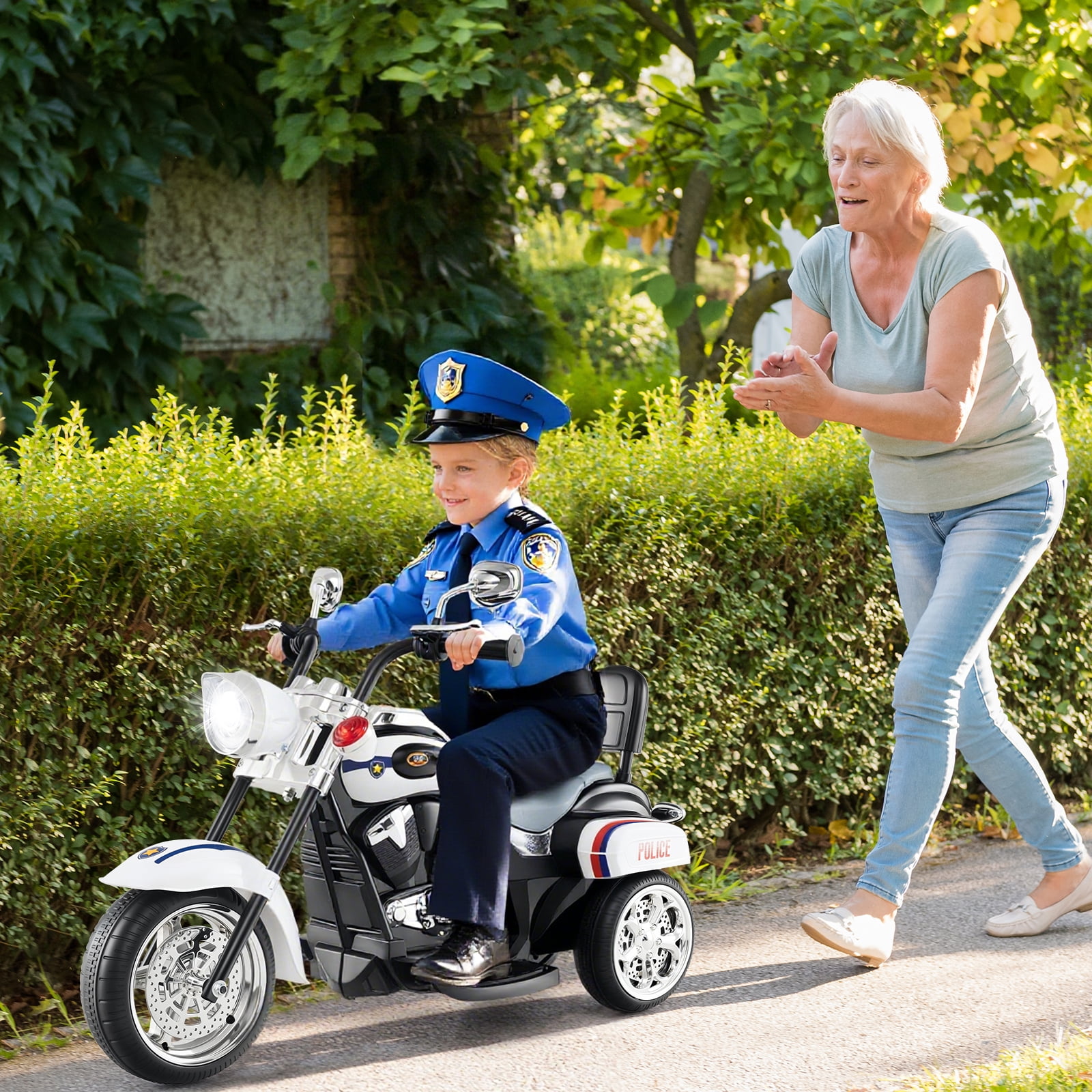 Costway 3 Wheel Kids Ride On Motorcycle 6V Battery Powered Electric Toy Police