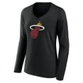 thumbnail image 2 of Women's Black Miami Heat Logo Long Sleeve V-Neck T-Shirt, 2 of 3