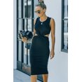 thumbnail image 3 of ABPHQTO Vestido midi sin mangas con abertura delantera torcida negra para mujer, 3 of 5