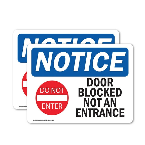 (2 Pack) Door Blocked Not An Entrance Sign