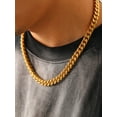 thumbnail image 3 of U7 Mens Cuban Necklace 14K Gold Plated Miami Curb Link Chain 9mm 22inch Stainless Steel Necklace Hip Pop Jewelry Gift, 3 of 8