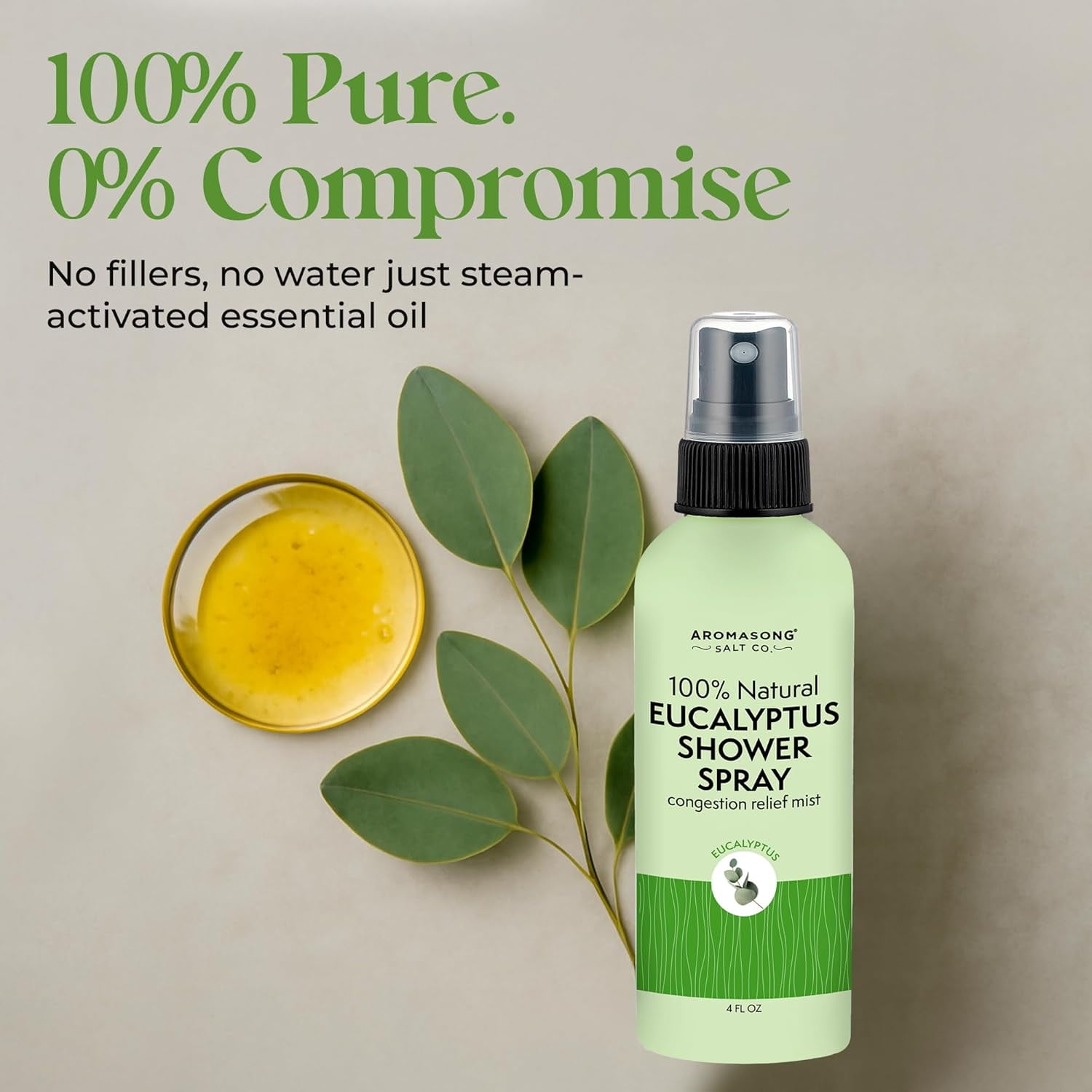 Aromasong Eucalyptus Shower Spray Aromatherapy, 100% Natural Eucalyptus Spray for Shower – Made in USA, Pure Essential Oil Mist for Sinus Relief & Spa-Like Steam, 4 fl oz | 2-Pack