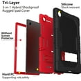 thumbnail image 2 of Dteck Case For Samsung Galaxy Tab A8 10.5" X200/X205/X207,Shockproof 3-Layer Protection Rubber Rugged Case Heavy Duty Kickstand Cover for Galaxy Tab A8 10.5-inch (2022),Black+Red, 2 of 7