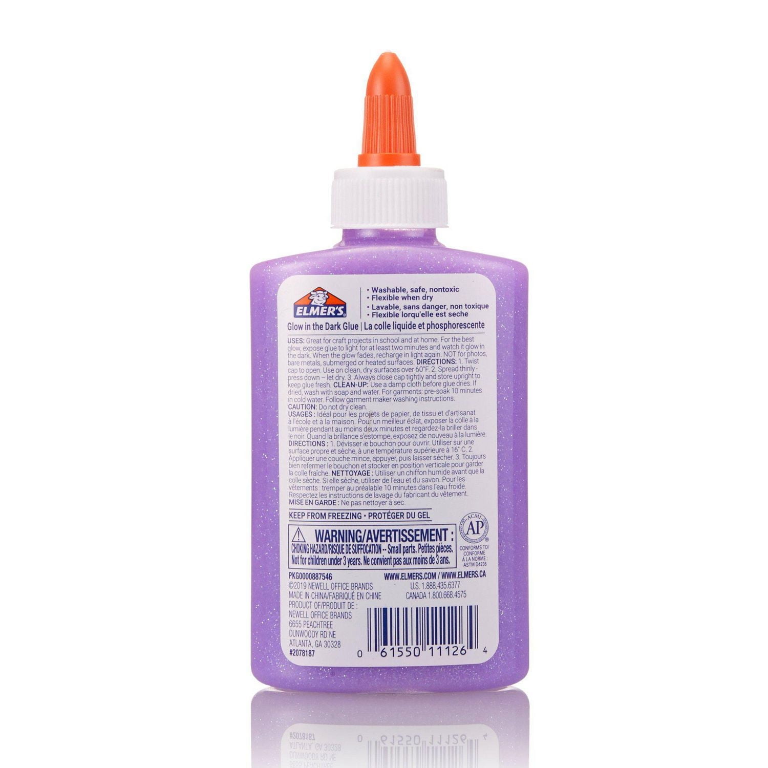 Colle liquide phosphorescente Elmer’s, lavable, violet, idéale pour fabriquer de la glu