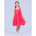 thumbnail image 7 of Manyakai Big Kids Girl's V Neck Bow Sash Wedding Bridesmaid Dance Prom Ball Gown Flower Dress Rose 4, 7 of 7