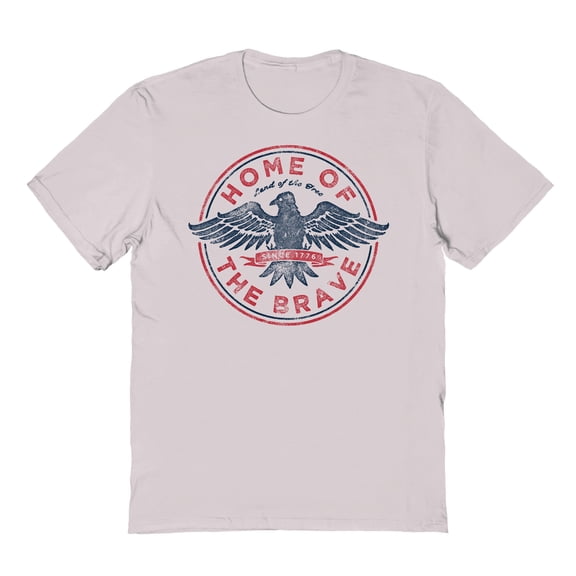 Americana Brave Badge Graphic Ice Grey Men's Cotton T-Shirt