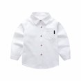 thumbnail image 5 of Back to School Boys Shirt Collared Long Sleeve Button Down Solid Dress Shirts Comfortable Preppy Active Breathable T Shirts, 160, 5 of 5