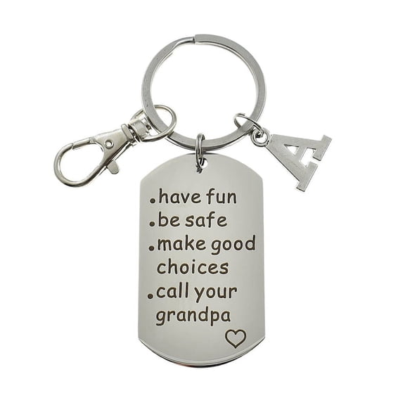 Personalized Call Your Grandpa Keychain in Stainless Steel. Gift for Grandchild. New Driver Gift.