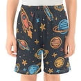 thumbnail image 2 of Cartoon Rockets and Stars Athletic Shorts Breathable with Comfort Fit Drawstring Casual Sweatshorts Small, 2 of 9