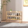 thumbnail image 2 of 3 Tier Bamboo Shoe Rack for Closet Free Standing Wood Shoe Shelf Storage Organizer for Entryway Small Space Stackable 27"x11"x20" (Natural), 2 of 7
