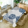 thumbnail image 5 of 60x84inches Dahlia Flower Tablecloth Blue Grey Pinnata Abstract Floral Modern Table Cloth Polyester Fabric Waterproof Table Cover for Kitchen Dining Room Indoor Outdoor Picnic Party Decor, 5 of 7