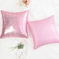 thumbnail image 7 of PiccoCasa 2Pcs Decorative Sequin Throw Pillow Covers for Party, 16x16 inch, Pink, 7 of 7
