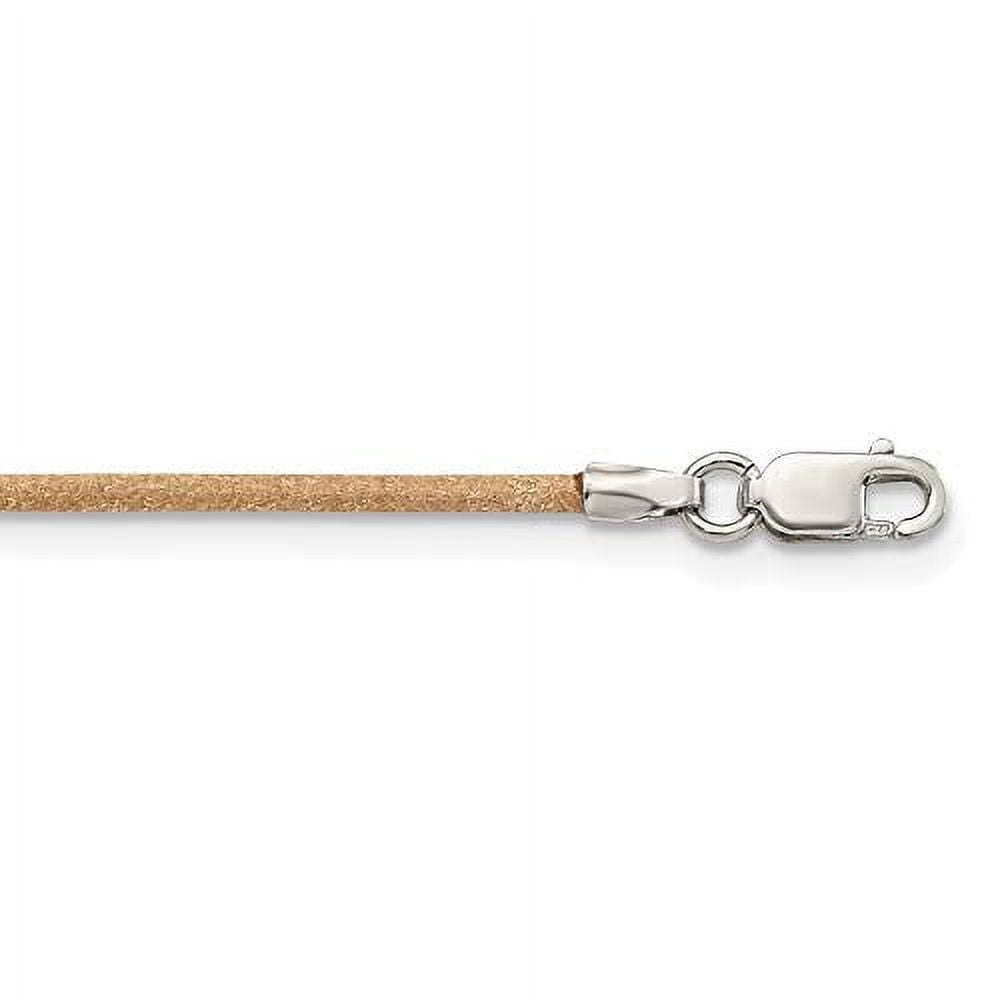 925 Sterling Silver 1.5mm Natural Leather Cord Necklace 18 Inch