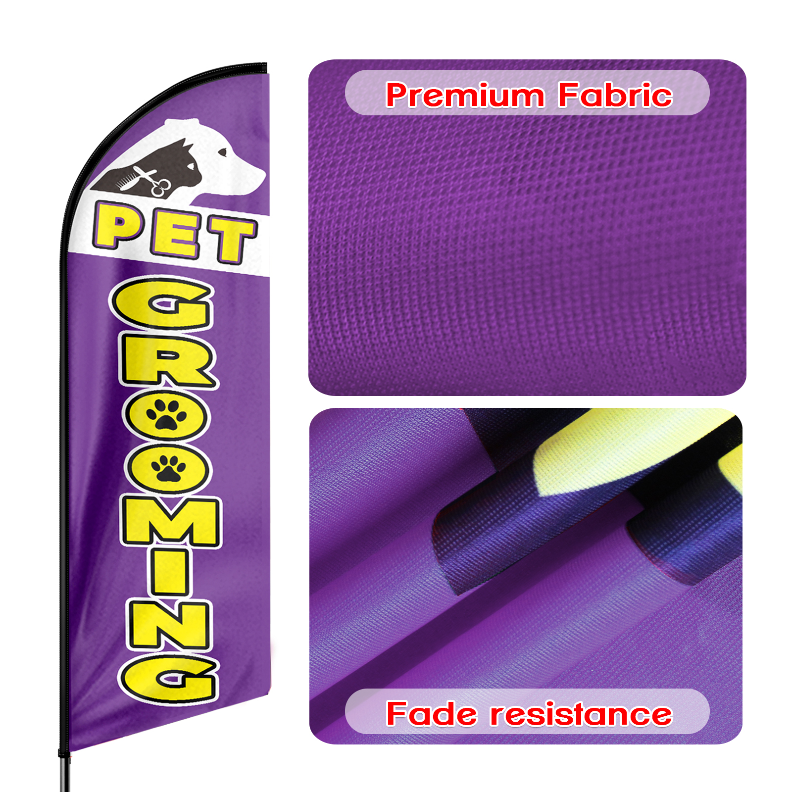 QSUM Pet Grooming Sign Feather Flag,8FT Pet Grooming Outdoor Advertising Flag, Pet Grooming Business Sign,Pet Grooming Swooper Flag（Flag Only）
