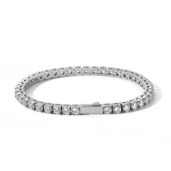 PAENENPH Excellent 14K Gold, Men's 4mm Tennis Bracelet with Round Moissanite, Ideal Best Gift for Him