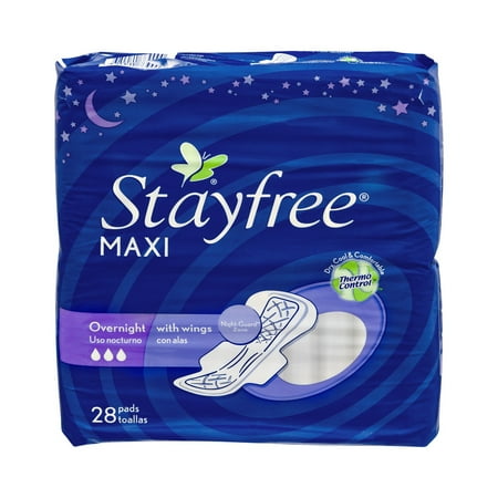 wings stayfree maxi overnight pads ct