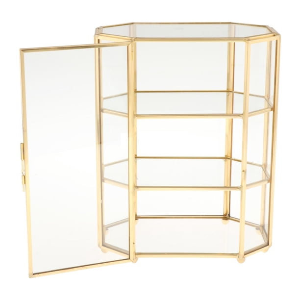 Caja de almacenamiento de joyas de vidrio, estuche para almacenamiento de cosméticos, organizador de joyas de 3 niveles, expositor para tobilleras,
