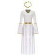 thumbnail image 3 of TiaoBug Womens Ancient Greek Queen Roman Gold Trim Dress Robe with Headwear White XXL, 3 of 7