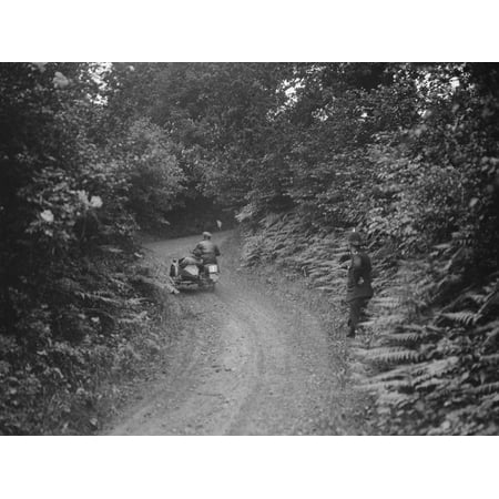 Motorcycle and sidecar, B&HMC Brighton-Beer Trial, Simms Hill, Ilsington, Devon, 1930 Print Wall Art By Bill (Best Motorcycle Sidecar Combo)