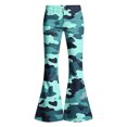 thumbnail image 7 of Spazoro Girls Flare Pants with Pockets, Button Closure Camouflage Print Relaxed Fit Lightweight Retro Bell‑Bottom Trousers for Street Daily Wear Mint Green Size 11-12, 7 of 7