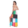 thumbnail image 3 of FORMRS Womens Long Sarong Beach Wrap Semi-Sheer Bikini Skirt Bathing Swimsuit Cover Up, Blue Checkered Pattern, 3 of 7