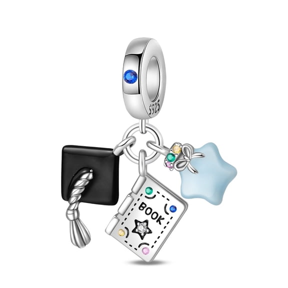 Graduation Season Luminous Pendant Charm, Beaded Bracelet Charm, Fit for 3mm-4.5mm Bracelets