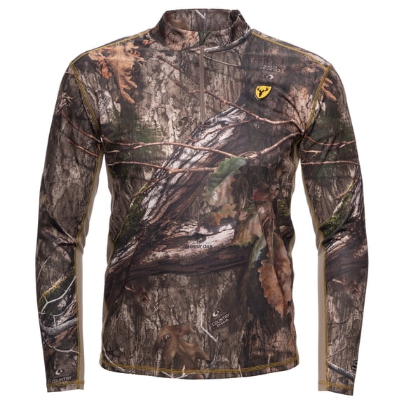 Blocker Outdoors Angatec Long Sleeve 1/4 Zip Performance Shirt Men's Hunting Clothes (Mossy Oak Country DNA, Small)