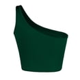thumbnail image 4 of ZHOGXU Women's Tank Top One Shoulder Low Cut Solid Color Crop Fashion Slim Fit Comfortable Camisole For Daily Wear,Green,L, 4 of 5