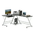thumbnail image 2 of Modern L Shaped Desk, Corner Computer Desk Game Writing Workstation, Black & Silver, 2 of 8