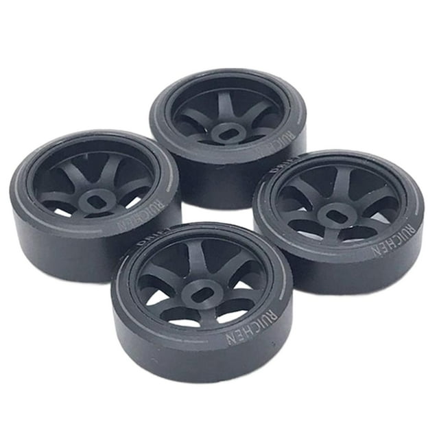 4 Pieces 1/28 Wheel Rim and Tires DIY Accessories for Wltoys K979 Vehicles Black