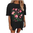 thumbnail image 2 of iHengLiXing Plus Size Spring Tops for Women 2025 Dressy Casual Women's Fashion Summer Round Neck Drop Sleeves Short Sleeve Printing Black XL, 2 of 7