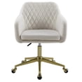 thumbnail image 4 of Linon Lyla Gold Metal Base Upholstered Office Chair with Wheels in Off White, 4 of 13