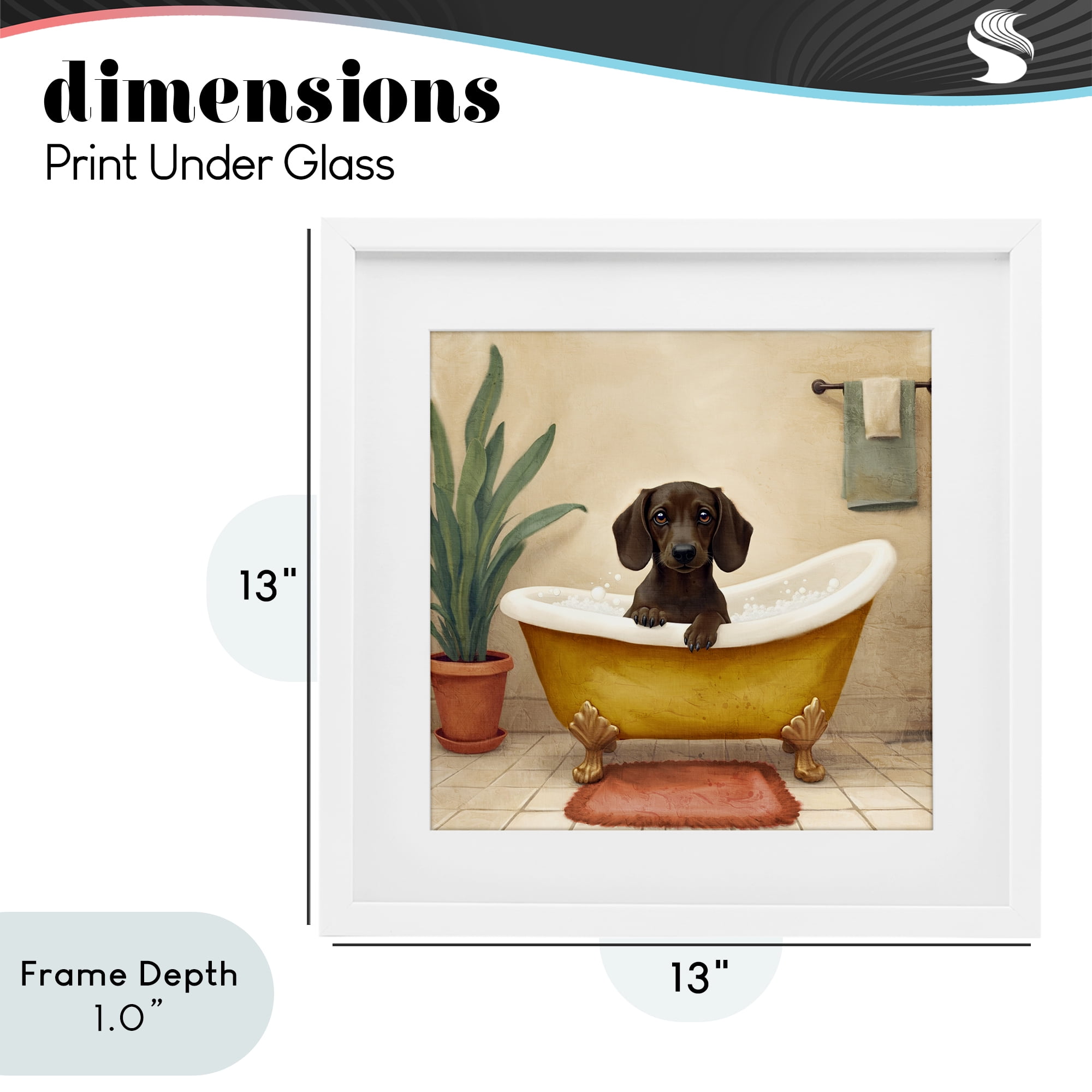 Stupell Industries Bubble Bath Brown Dog White Framed Print Under Glass, design by Kim Allen