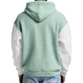 thumbnail image 5 of Men's Color Block Quarter-Zip Hooded Waffle Knit Sweatshirt, Thickened Fleece Texture Pullover, Fall Spring Street Style,Mint Green,5XL, 5 of 5