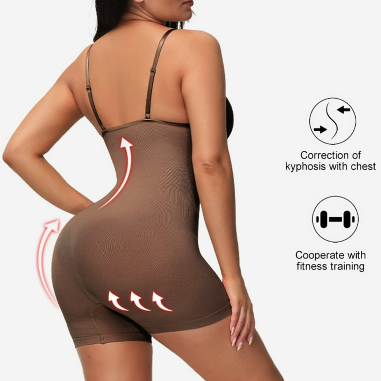 Spdoo Women Waist Trainer Shapewear Tummy Control Full Body Shaper Sexy  V-Neck Slim Bodysuit Tops,Black S