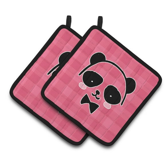 Panda Bear Pink Face Pair of Pot Holders