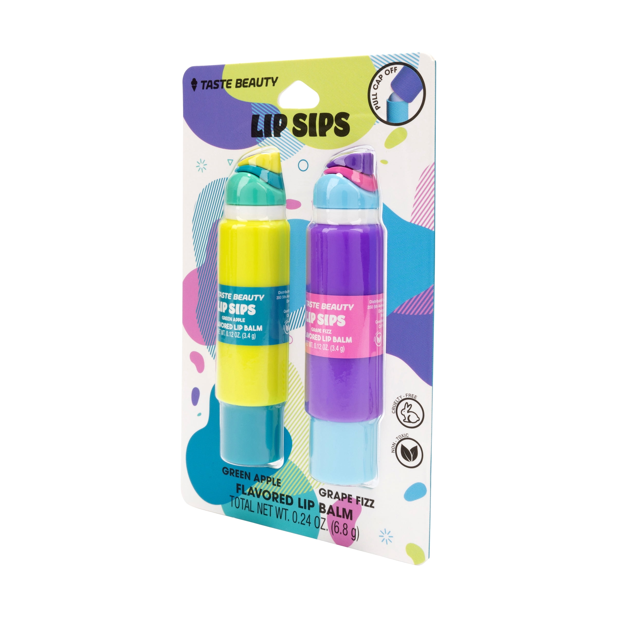 Taste Beauty Lip Sips Lip Balms, Green and Purple